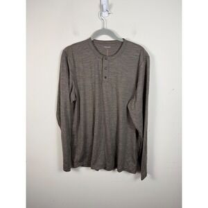 Proof 72-Hour Merino Henley Mens XL Brown Long Sleeve Wool Blend Shirt